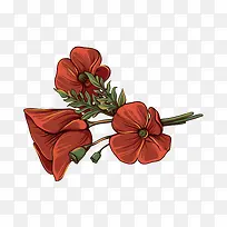 卡通手绘红色花-空若网 卡通手绘红色花-空若网