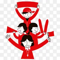 手绘学生喝彩插画-空若网 手绘学生喝彩插画-空若网