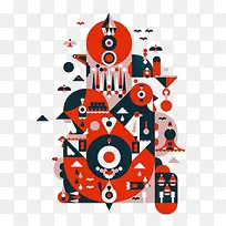 创意扁平化建筑-空若网 创意扁平化建筑-空若网