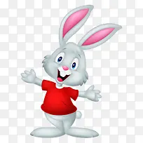 卡通手绘张开手红色上衣兔子-空若网 卡通手绘张开手红色上衣兔子-空若网