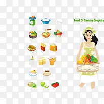 矢量抱着食物的美女-空若网 矢量抱着食物的美女-空若网