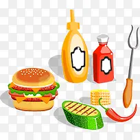 矢量手绘烧烤食物-空若网 矢量手绘烧烤食物-空若网