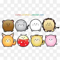 可爱卡通动物矢量素材-空若网 可爱卡通动物矢量素材-空若网