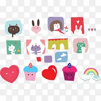 矢量卡通可爱素材手绘小动物-空若网 矢量卡通可爱素材手绘小动物-空若网
