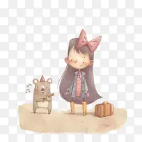 创意手绘女孩老鼠-空若网 创意手绘女孩老鼠-空若网