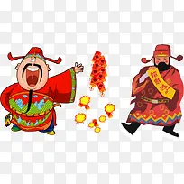 财神炮竹鞭炮PNG矢量素材-空若网 财神炮竹鞭炮PNG矢量素材-空若网