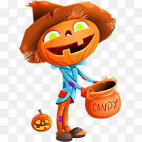 黄色卡通南瓜草人装饰图案-空若网 黄色卡通南瓜草人装饰图案-空若网