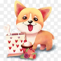 手绘装饰购物卡通小狗插画-空若网 手绘装饰购物卡通小狗插画-空若网