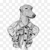 素描插画小狗人物-空若网 素描插画小狗人物-空若网