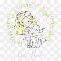 矢量女人与猫-空若网 矢量女人与猫-空若网