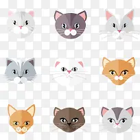 扁平化猫咪头像矢量素材-空若网 扁平化猫咪头像矢量素材-空若网