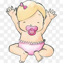 手绘矢量女婴儿插画-空若网 手绘矢量女婴儿插画-空若网