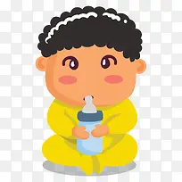 矢量卷发的喝奶小婴儿素材-空若网 矢量卷发的喝奶小婴儿素材-空若网