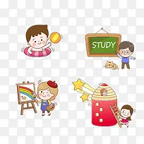 可爱卡通小孩免扣素材-空若网 可爱卡通小孩免扣素材-空若网