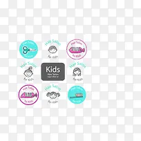 矢量彩色小孩剪发标签-空若网 矢量彩色小孩剪发标签-空若网