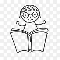 手绘看书的小孩-空若网 手绘看书的小孩-空若网