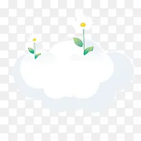 白色圆形云朵上的白色小花-空若网 白色圆形云朵上的白色小花-空若网