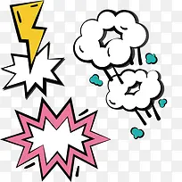 卡通手绘闪电云朵-空若网 卡通手绘闪电云朵-空若网