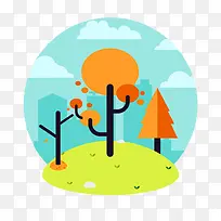 圆形扁平化植物图案-空若网 圆形扁平化植物图案-空若网