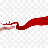 红色丝带手掌爱心-空若网 红色丝带手掌爱心-空若网