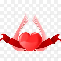 心形红色飘带翅膀-空若网 心形红色飘带翅膀-空若网