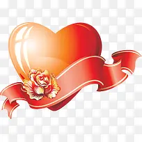 红色亮光丝带花朵爱心-空若网 红色亮光丝带花朵爱心-空若网