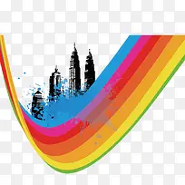 创意水彩大楼彩带-空若网 创意水彩大楼彩带-空若网