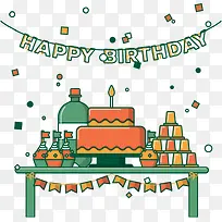 矢量创意生日食物贺卡素材-空若网 矢量创意生日食物贺卡素材-空若网