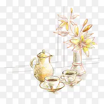 手绘餐具花瓶-空若网 手绘餐具花瓶-空若网