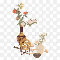 彩色古典花瓶花朵-空若网 彩色古典花瓶花朵-空若网