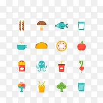 彩色食物贴纸矢量素材-空若网 彩色食物贴纸矢量素材-空若网