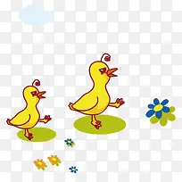 矢量卡通黄色小鸡装饰-空若网 矢量卡通黄色小鸡装饰-空若网