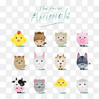12款卡通农场动物矢量素材-空若网 12款卡通农场动物矢量素材-空若网