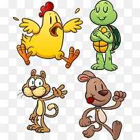 矢量卡通小动物素材小鸡乌龟-空若网 矢量卡通小动物素材小鸡乌龟-空若网