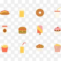 西式快餐食物图标矢量图-空若网 西式快餐食物图标矢量图-空若网