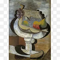 高脚杯水果油画图片-空若网 高脚杯水果油画图片-空若网