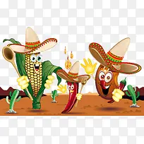 矢量跳舞的卡通蔬菜-空若网 矢量跳舞的卡通蔬菜-空若网