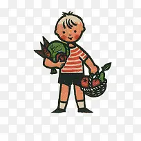 提着水果蔬菜的小男孩-空若网 提着水果蔬菜的小男孩-空若网