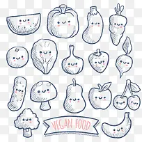 矢量手绘卡通水果蔬菜元素-空若网 矢量手绘卡通水果蔬菜元素-空若网