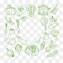 矢量绿色蔬菜手绘-空若网 矢量绿色蔬菜手绘-空若网