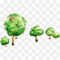 手绘绿色树 清新树-空若网 手绘绿色树 清新树-空若网