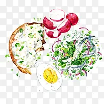 手绘洋葱鸡蛋蔬菜-空若网 手绘洋葱鸡蛋蔬菜-空若网