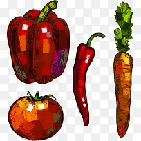 矢量手绘辣椒胡萝卜-空若网 矢量手绘辣椒胡萝卜-空若网