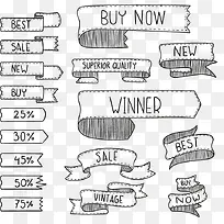 17款手绘促销丝带矢量图-空若网 17款手绘促销丝带矢量图-空若网