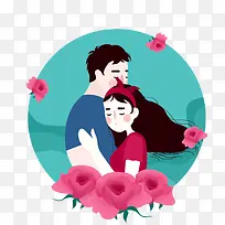 浪漫情人节清新情侣插画-空若网 浪漫情人节清新情侣插画-空若网