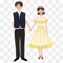 卡通手绘牵手情侣插画-空若网 卡通手绘牵手情侣插画-空若网