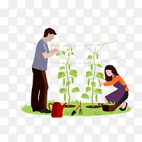 矢量卡通种蔬菜的情侣素材-空若网 矢量卡通种蔬菜的情侣素材-空若网