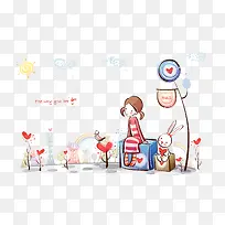 手绘情侣插画-空若网 手绘情侣插画-空若网