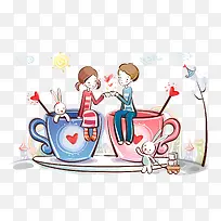 手绘情侣插画-空若网 手绘情侣插画-空若网