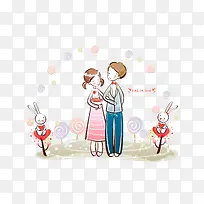 手绘情侣插画-空若网 手绘情侣插画-空若网